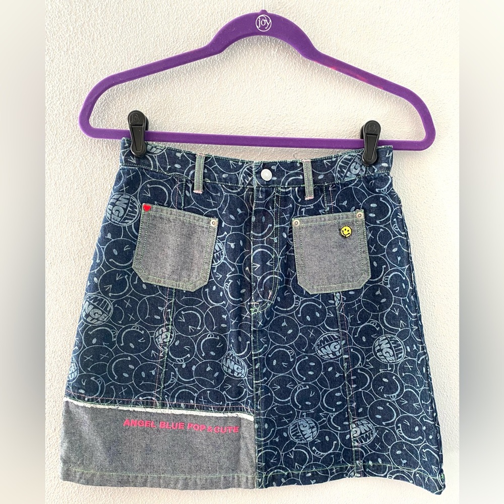 Y2K Angel Blue denim skirt S